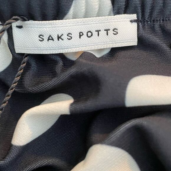 Saks Potts Sophie Cropped Polka Dot Blouse Black White Brown Long Sleeve XS - Picture 4 of 9